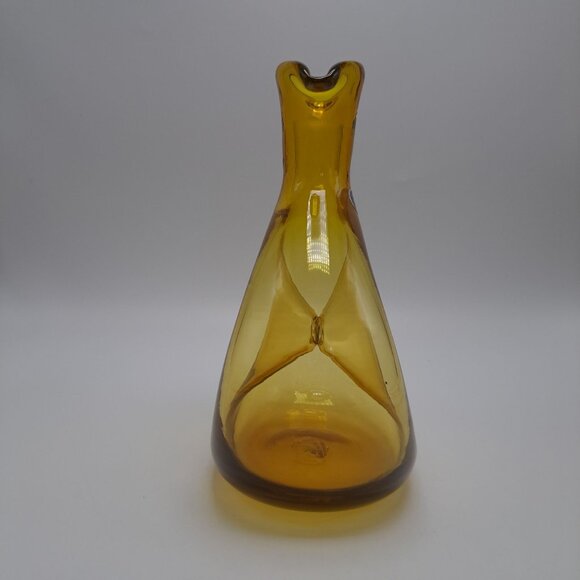 Vintage Bischoff Gold Blown Glass Donut Pinched Decanter - Picture 5 of 10